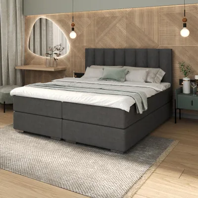 Produktbild von FDM Bett HEBRON Trinity 160x200 cm Polsterbett mit Boxspring Bettkasten Stauraumbett Samt graphit
