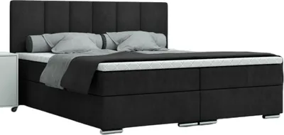 Produktbild von FURMEB24 - LIVIO 140 x 200 cm- Boxspringbett mit zwei Bettk€sten - Polsterbett mit Holzrahmen - Doppelbett mit hohem Kopfteil - Monolith - Schwarz