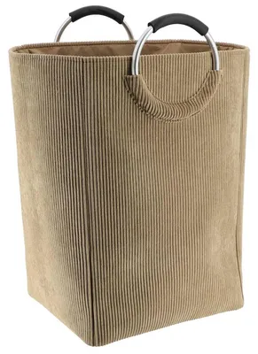 Produktbild von Faltbarer wäschekorb aus kordsamt 55l-taupe - Tendance