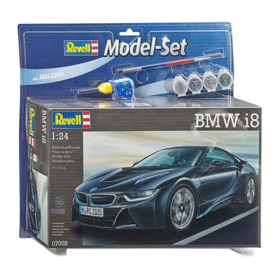 Zdjęcie produktu dla Revell Model Set BMW i8, Model samochodu sportowego, Zestaw montażowy, 1:24, BMW i8, Ambitny, 131 szt.