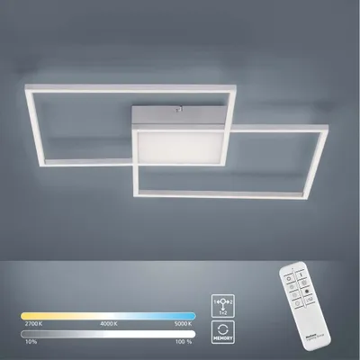Image de Plafonnier LED couleur acier, intensité lumineuse variable, télécommande, L 60 cm