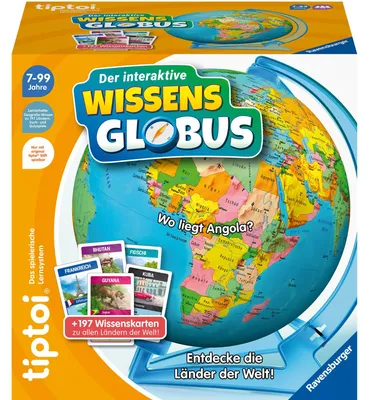 Immagine prodotto di Ravensburger tiptoi game 00107 - Il mappamondo interattivo della conoscenza - mappamondo didattico per bambini dai 7 anni in su, mappamondo educativo per ragazzi e ragazze, per 1-4 giocatori