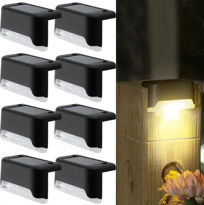Obrázek produktu pro LUMILED sada 8 solárních lamp pro venkovní použití, solární schodišťové světlo 4000K neutrální bílá IP44 schodišťové světlo palubní lampa schodišťová světla solární světla venkovní schody, pro schody, plot, zahradu, dvůr, terasu, okap, cestu