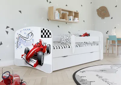 Produktbild von Kinderbett Jugendbett 70x140 cm Weiß mit Matratze Rausfallschutz Schublade und Lattenrost Kinderbetten für Mädchen und Junge - Formel