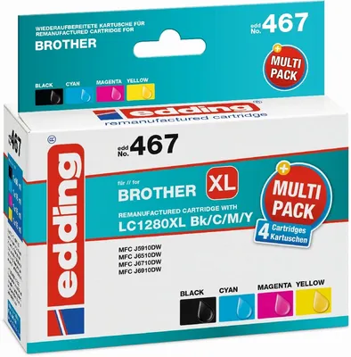 Produktbild von Druckerpatronen Multipack kompatibel mit Brother LC1280XL BK/C/M/Y Packung mit 12 Stück