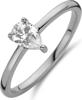 Produktbild von Neu Bling 9NB-0589-58 Silber Ring Damen - Zirkonia - Chaton - Birne - 6 mm - Größe 58 - Farbe Silber