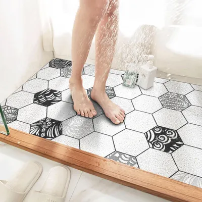 Obrázok produktu pre Protisklzová podložka pod sprchu z PVC, vhodná pre vonkajšie sprchy, s ochranou proti plesniam, obdĺžnikový tvar, 50 x 80 cm