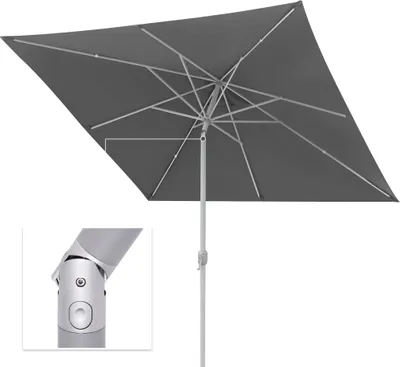 Produktbild von Sonnenschirm 3x3m quadratisch grau Garten Balkon knickbar mit Kurbel UV-Schutz Gestell silber paramondo interpara