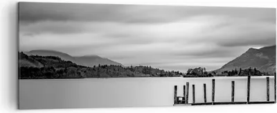Produktbild von Bild auf Leinwand - Leinwandbild - Einteilig - Schwarzweiß Landschaft See - 140x50cm - Wand Bild - Wanddeko - Wandbilder - Leinwanddruck - Bilder - Wanddekoration - Leinwand bilder - AB140x50-4321