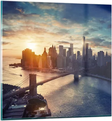 Produktbild von Bilder auf glas - New York Stadt - 60x60cm - Glasbilder - Wandbilder - Kunstdruck - zum Aufhängen bereit - Wanddekoration aus Glas - Glas Bilder - Wandbild auf Glas - Einteilig - GAC60x60-3733