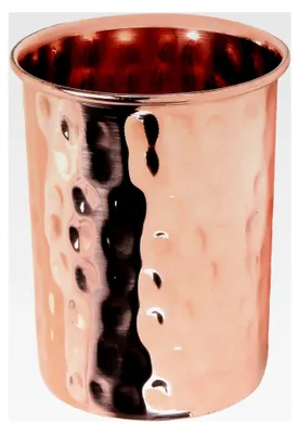 Produktbild von Gehämmertes Trinkgefäß aus reinem Kupfer mit Glas