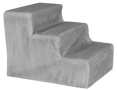 Produktbild von lionto Haustiertreppe mit Plüschbezug, 46x36x34 cm, robuste Hundetreppe mit niedriger Stufenhöhe von 10cm, gelenkschonend, Bezug abnehmbar & waschbar, Treppe ist bis 50 kg belastbar, hellgrau