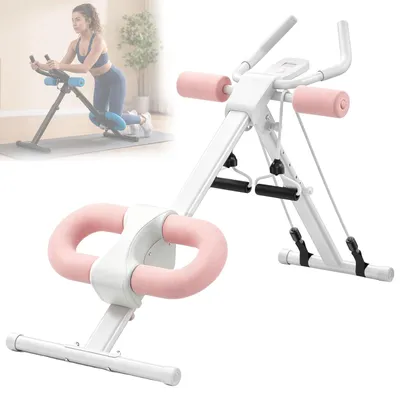 Image de Machine d'entraînement abdominale - Appareil d'entraînement réglable - Pliable - Protège-genoux - Pour le renforcement des abdominaux et du tronc - Rose