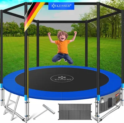 Produktbild von KESSER® - Trampolin  | Rheinland GS  | Komplettset mit Sicherheitsnetz, Leiter,  Randabdeckung, Seitentasche & Zubehör | Kindertrampolin Gartentrampolin Belastbarkeit 150 kg