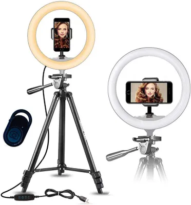Immagine prodotto di UNIQ 701 Anello luminoso per selfie con treppiede e supporto per smartphone, anello luminoso a LED per YouTube, TikTok e Instagram