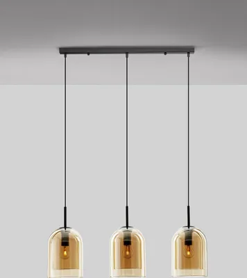 Produktbild von Nova Luce VELOR Pendelleuchte E27 3-fach Schwarz Champagner 70x18x158cm dimmbar 9236740