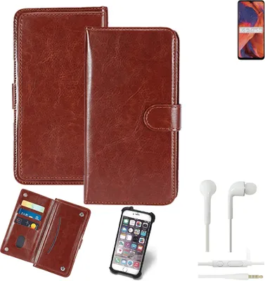 Produktbild von K-S-Trade 360° Hülle kompatibel mit Nokia 3.4 inkl. Headphones braun Kunstleder Case BookCase WalletCase Kunstlederederhülle Handyhülle,