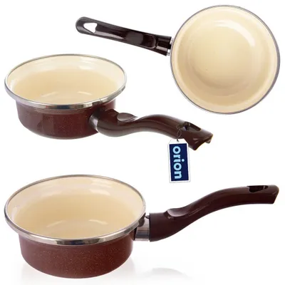Zdjęcie produktu dla Rondel emaliowany Orion Garnek do zapiekanek Garnek do zapiekanek emaliowany BRĄZOWY 12 cm 350 ml