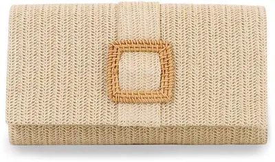 Produktbild von Unyqoos® Gewebte Raffia-Clutch – vielseitige, leichte Strohtasche & Crossbody für Damen, sommerliche Strand‑ und Abendtasche