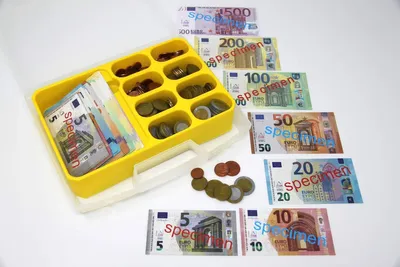 Image de Boîte à monnaie factice  130 billets + 160 pièces Wissner Monnaie factice