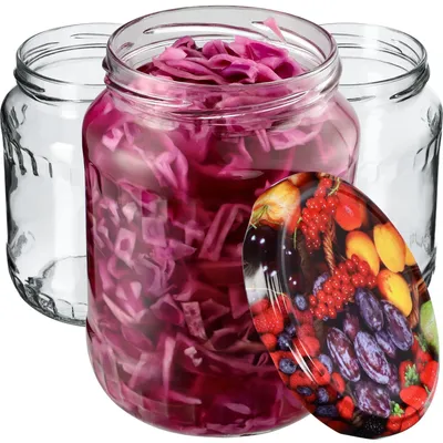 Image de KADAX Pots à confiture avec couvercle "Jukka", Pots à confiture, 720 ml, fruits, 64 pièces