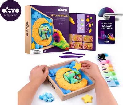 Obrázek produktu pro OKTO Modelování Malý svět v rámečku motiv "Zajíček na měsíci" 21x21 cm