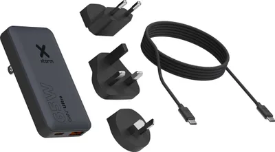 Image de Xtorm 65W Adaptateur de voyage Travel Charger + Câble USB-C PD – avec prise EU / US / UK – Noir