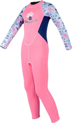 Produktbild von Neoprenanzug fuer Kinder, Maedchen, 2,5 mm Neopren, Thermo-Badeanzug, langaermelig, Ganzkoerper-Badeanzug fuer Maedchen fuer Wassersport, Tauchen, Surfunterricht