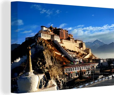 Obrázek produktu pro OneMillionCanvasses® - Obrazy na plátně - 140x90 cm, Palác Potala v ranním slunci v Číně, Nástěnné umění tisk Nástěnná dekorace - Fotografie na plátně - Malba na plátně