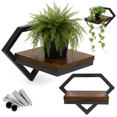 Image de Étagère murale suspendue pour plantes, décoration loft, design diamant, ModernHome