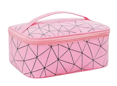 Produktbild von KOSMETIKTASCHE 24x16x9cm mit Griff Make-up Tasche für Reise wasserabweisend Schminktasche Schminkkoffer Kulturtasche 41 (Rosa)