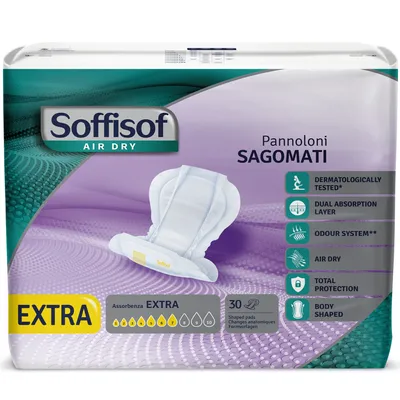 Obrázek produktu pro Soffisof Air Dry Extra - 30x Anatomické inkontinenční pleny - Savé produkty pro dospělé - 7 kapek
