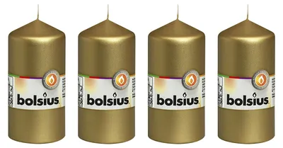 Image de lot de 4 bougies - hauteur 12 cm - diamètre 5,8 cm - or