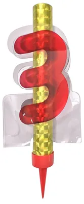 Produktbild von Rote Fontäne Zahl 3 Eisfontäne 12 cm für Torten - Einheitsgröße