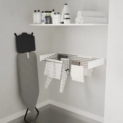 Produktbild von Wasophoogte® Wäscheständer Ausziehbar, wäscheständer wand, 8,4m Trockenlänge, Klappbarr Waschetrockner 120cm, Weiß