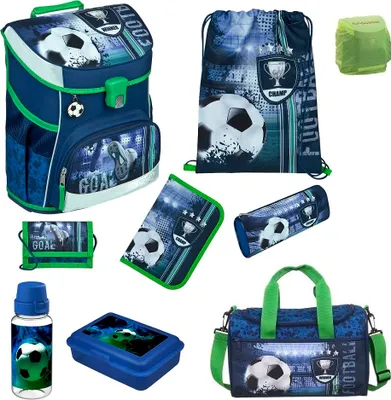 Produktbild von Fußball Schulranzen Set für Jungen 1. Klasse Scooli Campus Fit 9 tlg. inkl. Sporttasche Blau