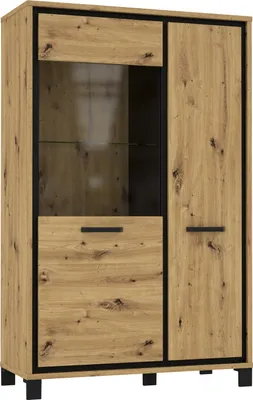 Produktbild von Highboard - Artisan Eiche Nachbildung - B 102 cm - Absetzungen in Schwarz - 2 Türen