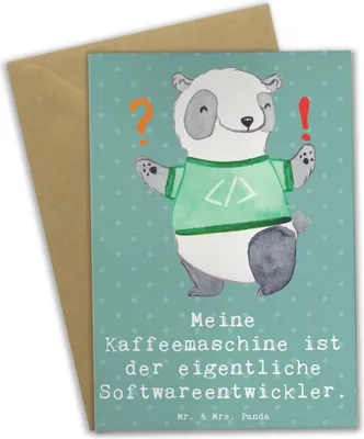 Produktbild von Mr. & Mrs. Panda Grußkarte Softwareentwickler Held - Meeresbrise - Geschenk, Programmierer, Grußkarten, Beruf, Berufe, weihnachtskarten, hochzeitskarten, Berufspassion