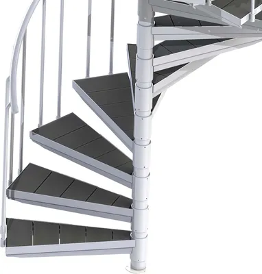 Produktbild von Spindeltreppe Ø 180 cm | Höhen: 1044-1184 cm | Ausstattung Premium | WPC-Stufe