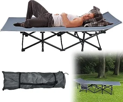Produktbild von NAIZY kempingová posteľ skladacia kempingová posteľ kempingová posteľ 190x 62x 38 cm vrátane tašky na prenášanie a bočnej tašky s nosnosťou do 250 kg, kompaktná prenosná kempingová posteľ na kempovanie, outdoorovú turistiku