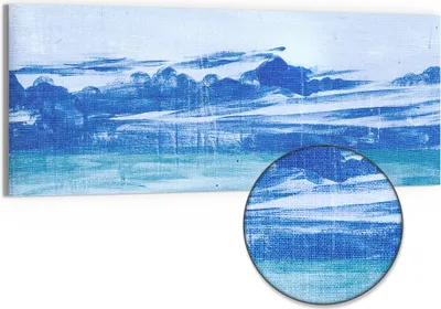 Produktbild von DEQORI Hybrid Leinwand Bild 150x60 cm 'Winterseelandschaft' Wandbild Glas flach modern