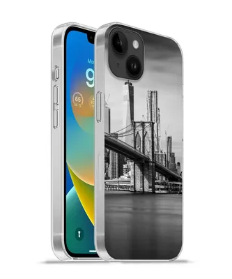 Produktbild von MuchoWow® Handyhülle Schutzhülle Hülle für Apple iPhone 14 Plus - Soft case Architektur - New York - Brooklyn Bridge - Wasser - Schwarz und weiß Silikon Softcase Handy Hülle - Abbildung