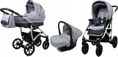 Produktbild von BabyLux® Largo | 3in1 Kinderwagen Bambimo | Silver | Kombikinderwagen | Kinderwagenset | Buggy + Bab