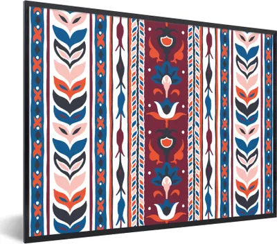 Produktbild von MuchoWow® Gerahmtes Poster Blumen - Muster - Pflanzen - Abstrakt - Minimalismus 80x60 cm - Poster mit Schwarzem Bilderrahmen Wandposter Rahmen Foto Bilder - Schwarzem - Mit Gestell