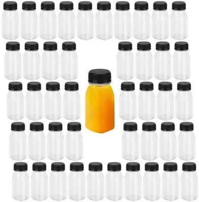 Productafbeelding van Set van 50 Heldere 120ml Plastic Sapflessen met Deksel