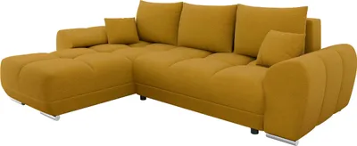 Produktbild von MIRJAN24 Ecksofa Logo L mit Bettkasten und Schlaffunktion, Seite universal, Rückenlehne in Form beweglicher Kissen (Farbe: Velo 626)