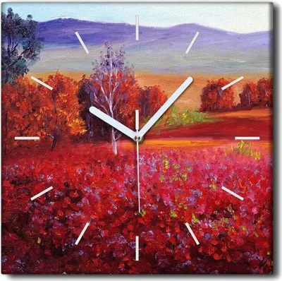 Produktbild von Coloray Uhr auf Leinwand 30x30 cm Wand Uhr Dekoration Wohnzimmer Segeltuch weiße Zeiger -Landschaftsabstraktion.