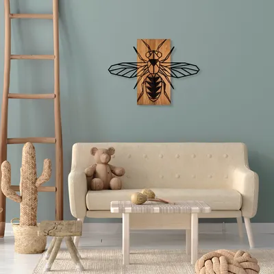 Zdjęcie produktu dla Wallity, elegancki element dekoracyjny do zawieszenia na ścianie, wykonany z drewna i metalu, wymiary: 58 x 82 cm, orzech/czarny