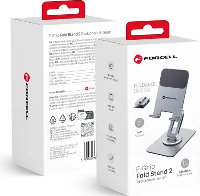 Imagen del producto de Forcell, Soporte Plegable para Dispositivos – Brazo articulado de aluminio y giratorio, color gris