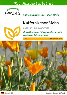 Produktbild von SAFLAX - Kalifornischer Mohn - Eschscholzia californica - 1500 Samen - Mit keimfreiem Anzuchtsubstrat